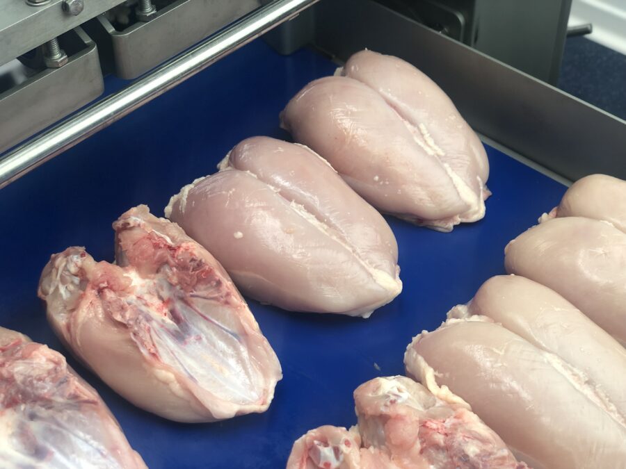 Skinned chicken breast caps