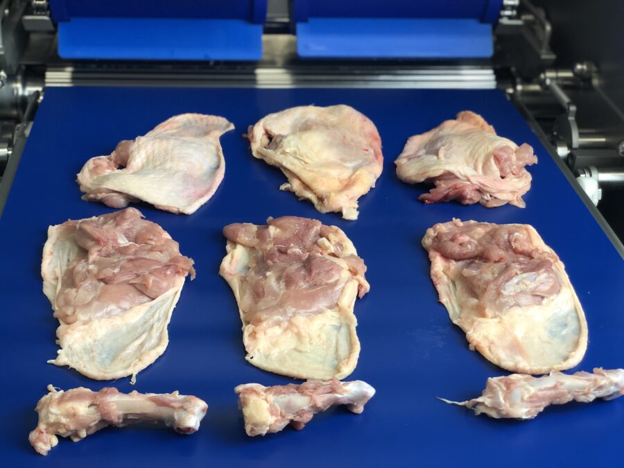 ST832 deboned chicken thigh meat, cartilage & bone - Automatic chicken kneecap deboning machine - dark meat deboner