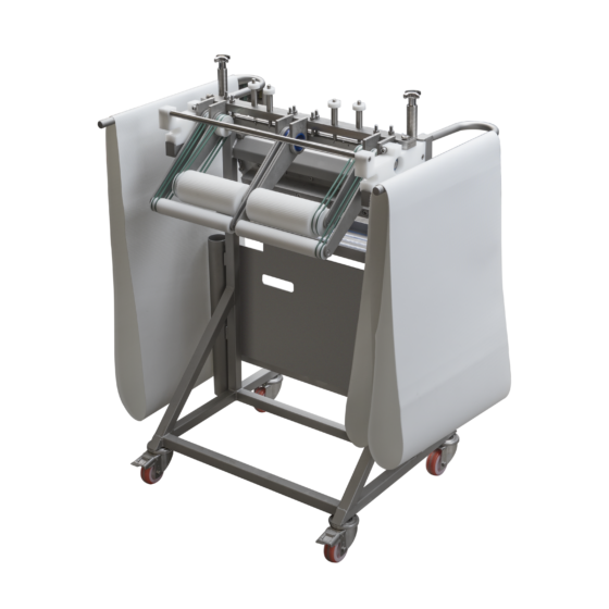 Automatic fish (deep) skinner - filled trolley for removable parts